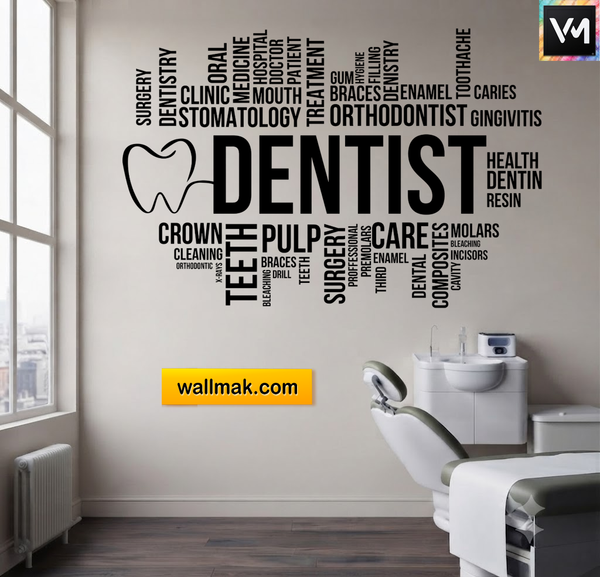 Dentist Word Cluster Clinic Wall Sticker