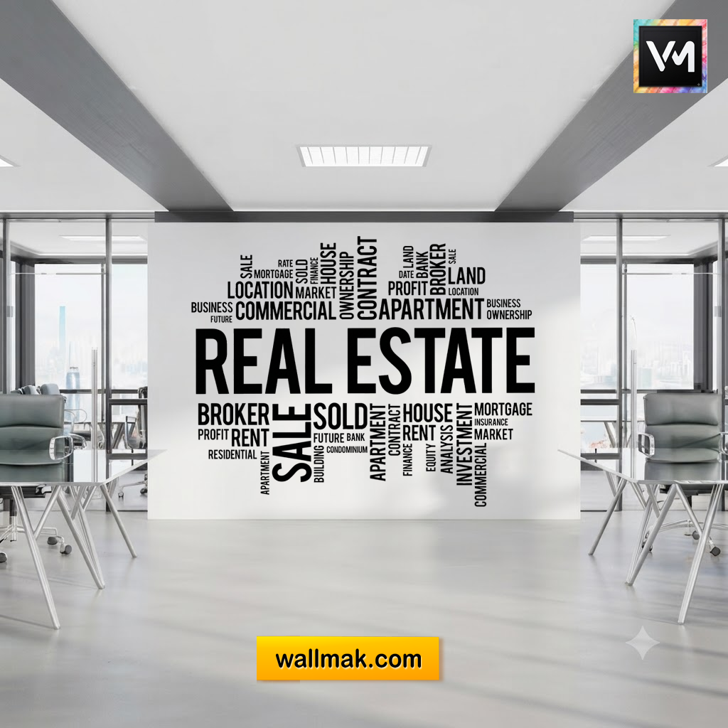 Real Estate Word Cloud Office Wall Sticker
