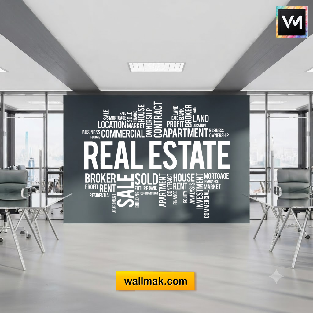 Real Estate Word Cloud Office Wall Sticker