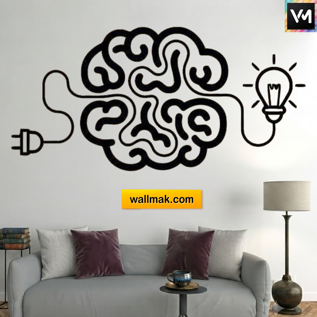 Brain Shaped Word Art Office Wall Sticker
