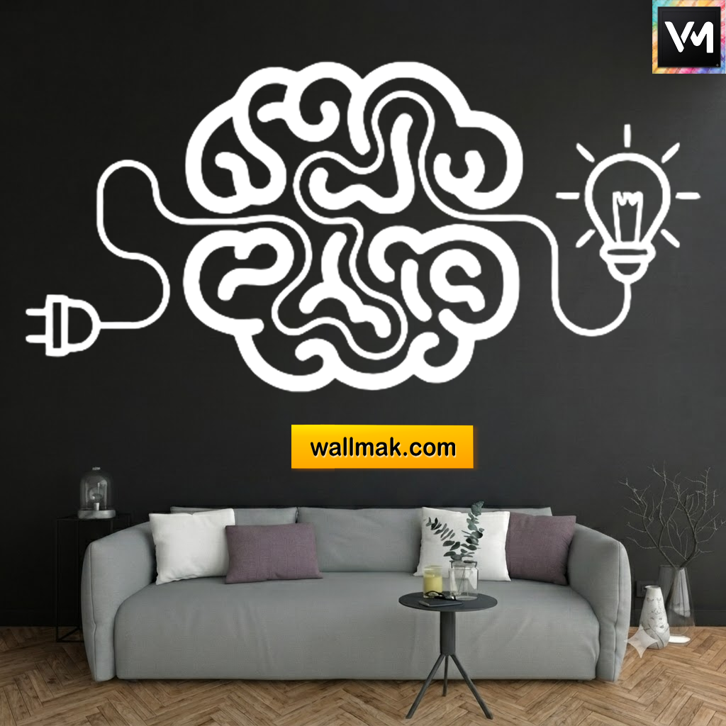 Brain Shaped Word Art Office Wall Sticker
