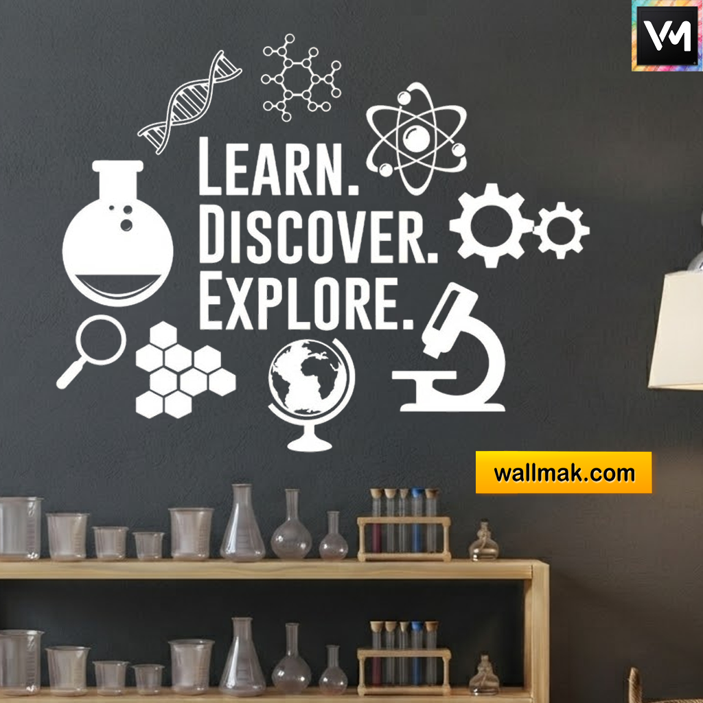 Learn Discover Explore Chemistry Classroom Wall Sticker