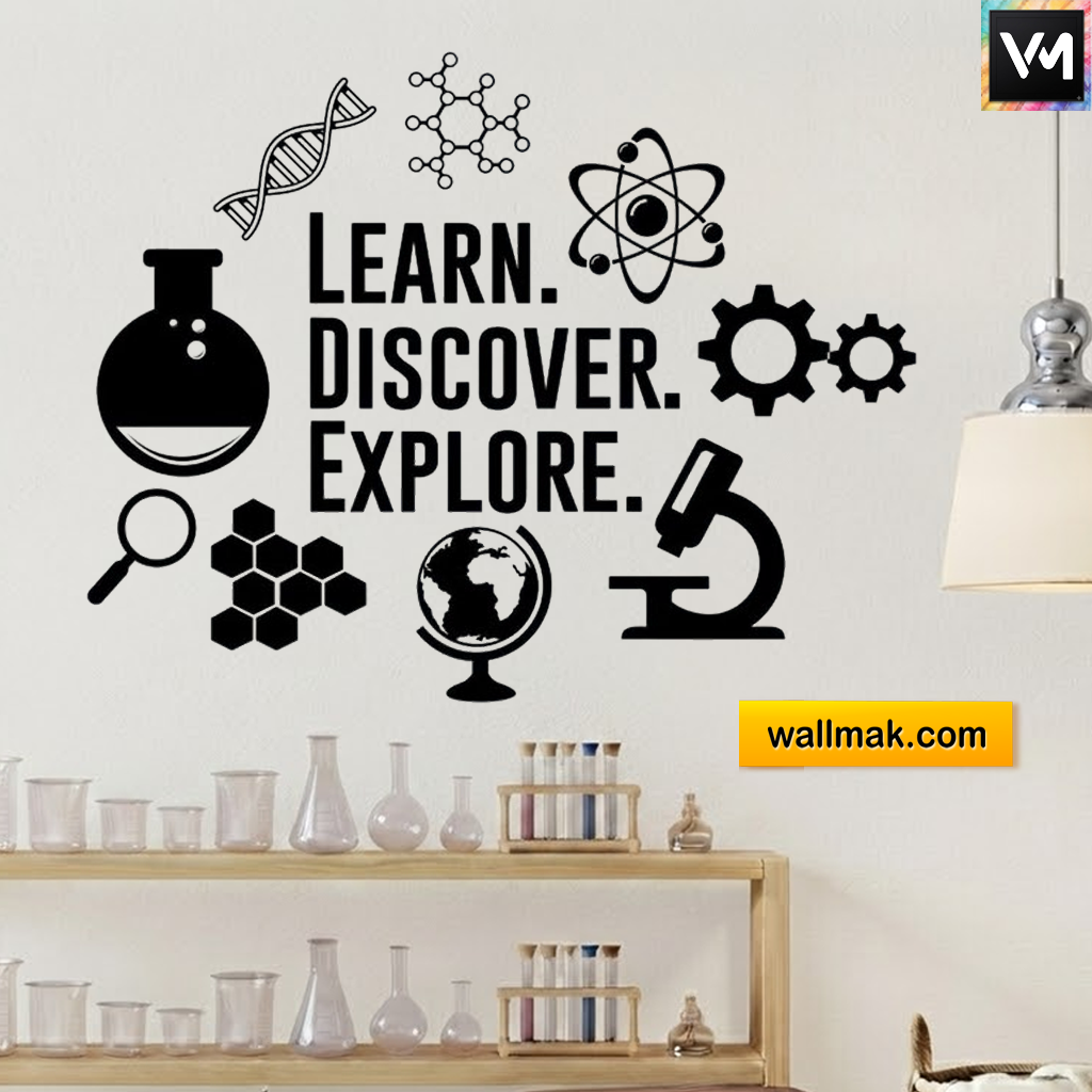 Learn Discover Explore Chemistry Classroom Wall Sticker