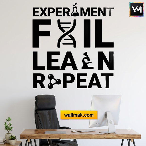Experiment Fail Learn Repeat Classroom Wall Sticker