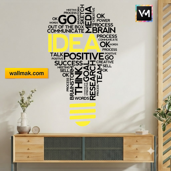 Idea Bulb Word Cluster Office Wall Sticker