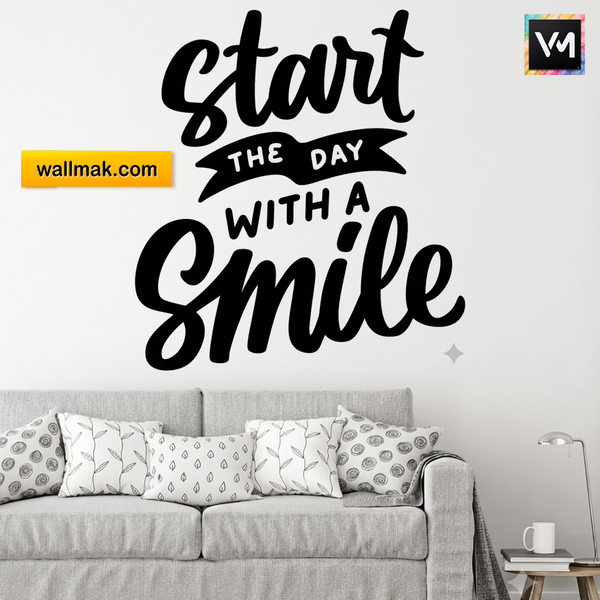 Start the Day With a Smile Quotes Wall Sticker