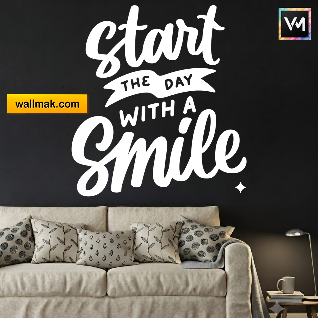Start the Day With a Smile Quotes Wall Sticker